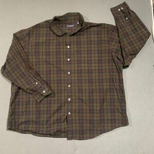Roundtree & Yorke Men's‎ 4XB Plaid Long Sleeve Button Down Shirt Cotton Holiday